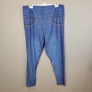 Dren Designs Faux Denim Medium Wash Ankle Leggings‎ Extended Plus Size